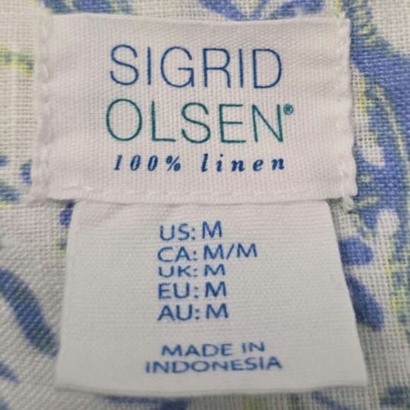 Sigrid Olseen 100 Linen Sea Horse Star Fish Blouse Beach Artisan Nature Inspired - Picture 3 of 6